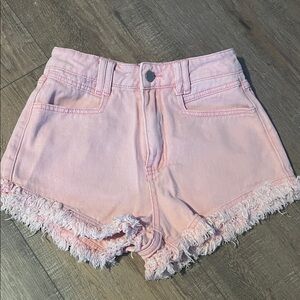 SHEIN Light Pink Frayed Jean Shorts